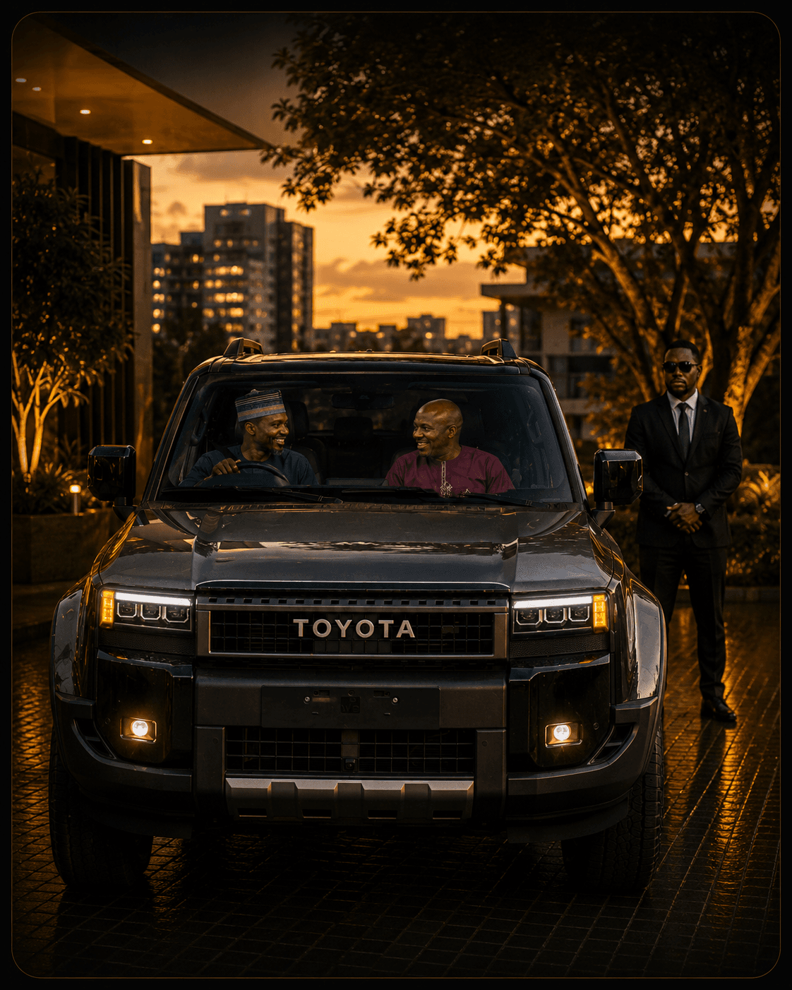 Luxury SUV rental with professional drivers.